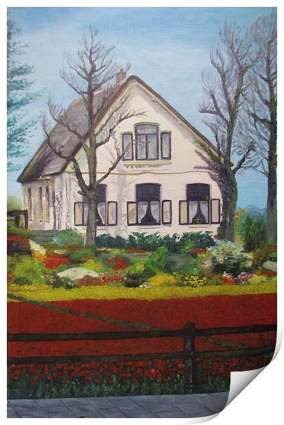 Tulip Cottage Print by Martin Howard