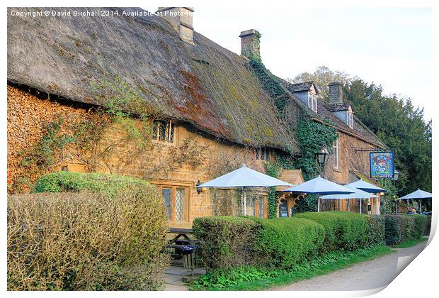 Falkland Arms Pub at Great Tew, Oxfordshire. Print by David Birchall
