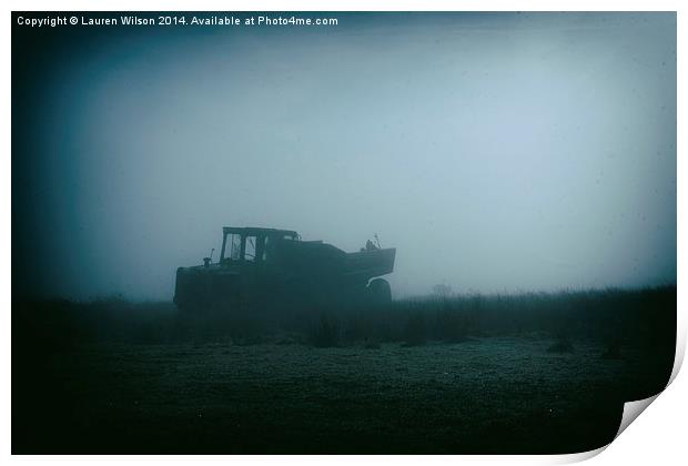 Tractor in the Fog Print by Lauren Wilson