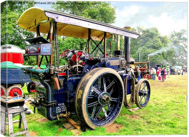 Blue Marshall Steam Tractor Canvas Print by Paul Williams