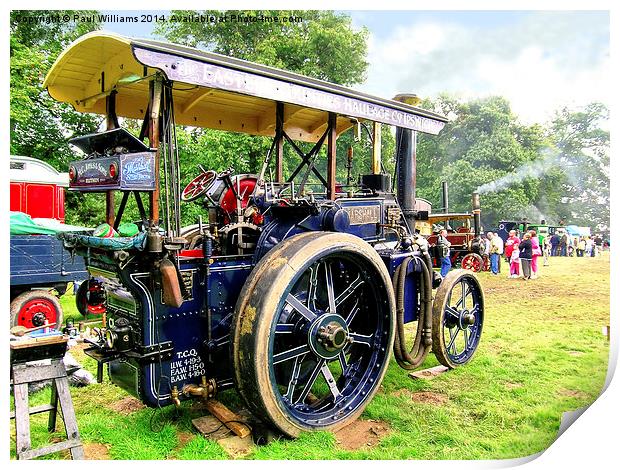 Blue Marshall Steam Tractor Print by Paul Williams