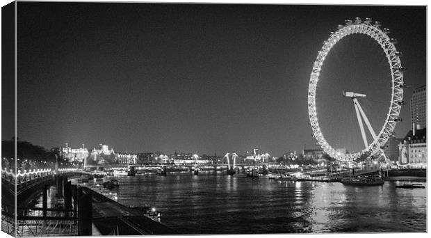 London Eye By Night Canvas Print by Stewart Nicolaou