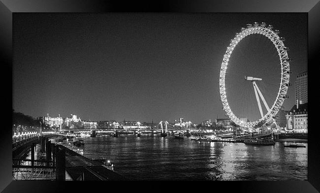London Eye By Night Framed Print by Stewart Nicolaou