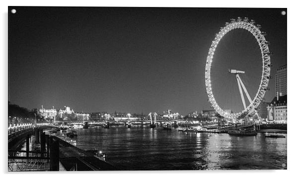London Eye By Night Acrylic by Stewart Nicolaou