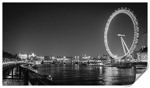 London Eye By Night Print by Stewart Nicolaou