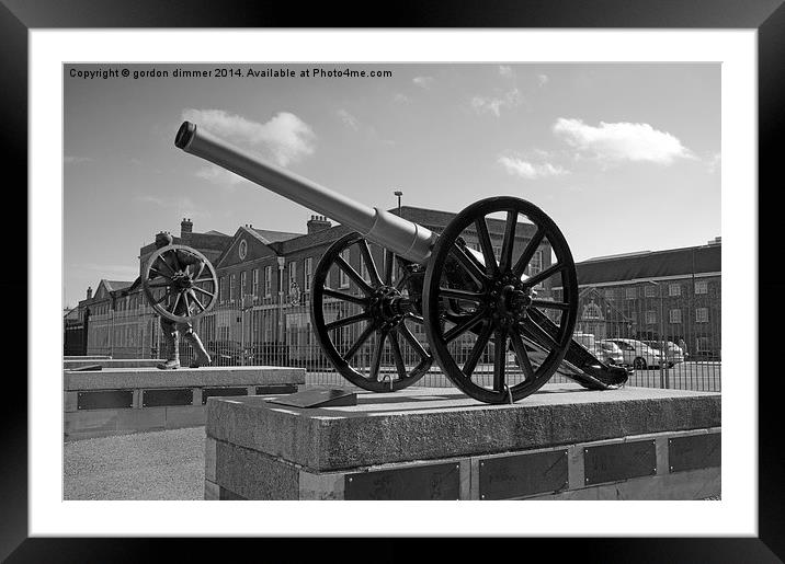 A naval Field Gun at Portsmouth Framed Mounted Print by Gordon Dimmer