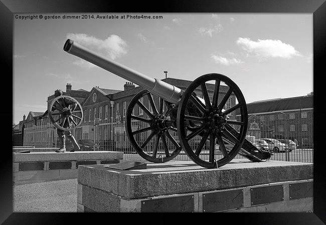 A naval Field Gun at Portsmouth Framed Print by Gordon Dimmer