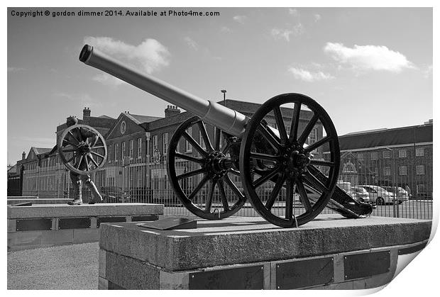 A naval Field Gun at Portsmouth Print by Gordon Dimmer