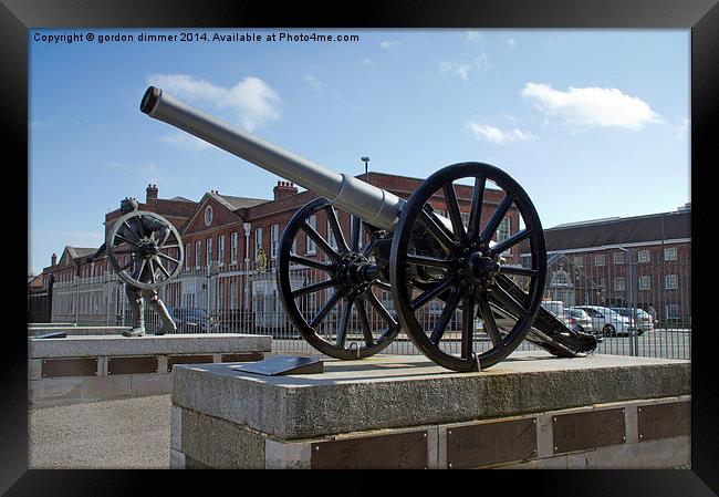 Field Gun at Portsmouth Royal Dockyards Framed Print by Gordon Dimmer