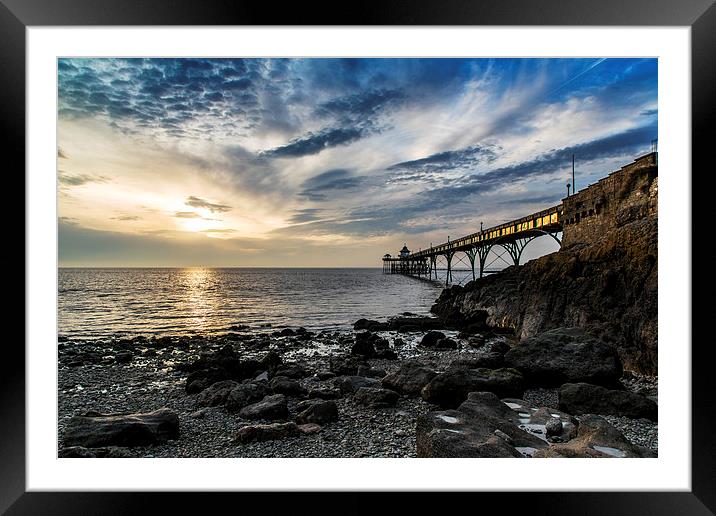Clevedon Pier April Sunset Framed Mounted Print by Simon West