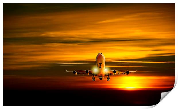 Landing at sunset Print by Guido Parmiggiani