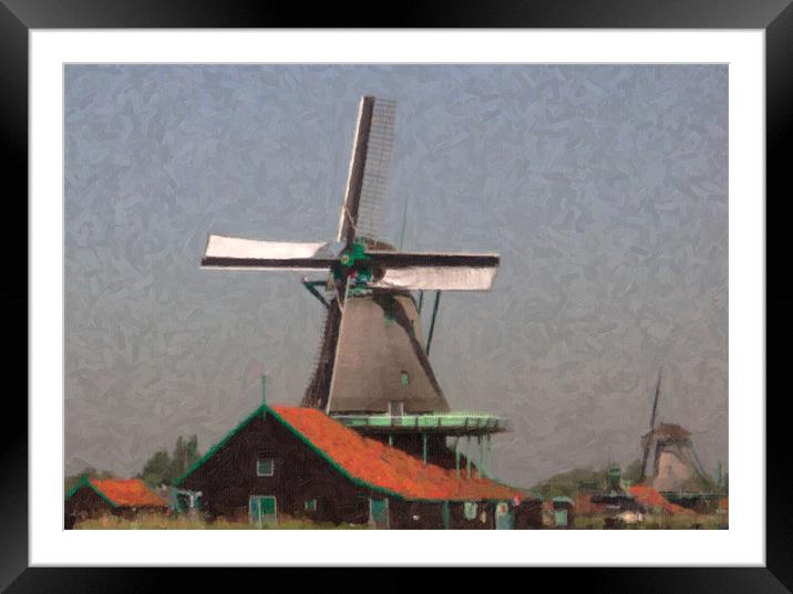 Windmills, a Pastel Framed Mounted Print by Thomas Grob