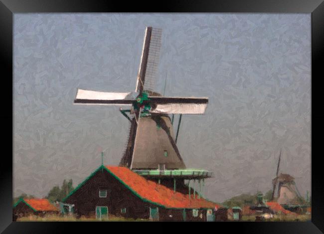 Windmills, a Pastel Framed Print by Thomas Grob