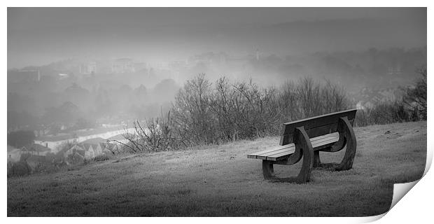 Misty bench Print by Leighton Collins