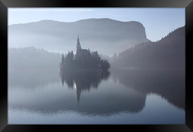 Church of the Assumption of Mary on Bled Island La Framed Print by John Keates