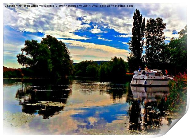 Perfect evening on river boat Print by Jason Williams