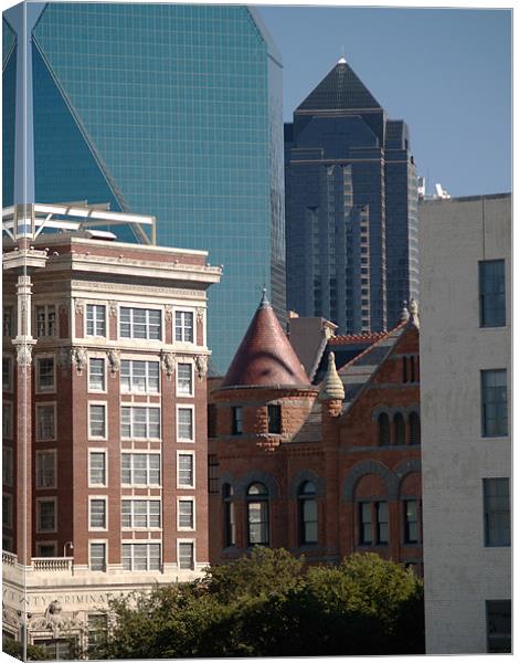 Multi generational Buildings in Dallas Texas Canvas Print by Patti Barrett
