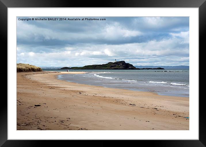 Fidra Island from Yellowcraigs Framed Mounted Print by Michelle BAILEY