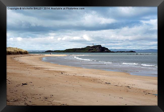 Fidra Island from Yellowcraigs Framed Print by Michelle BAILEY