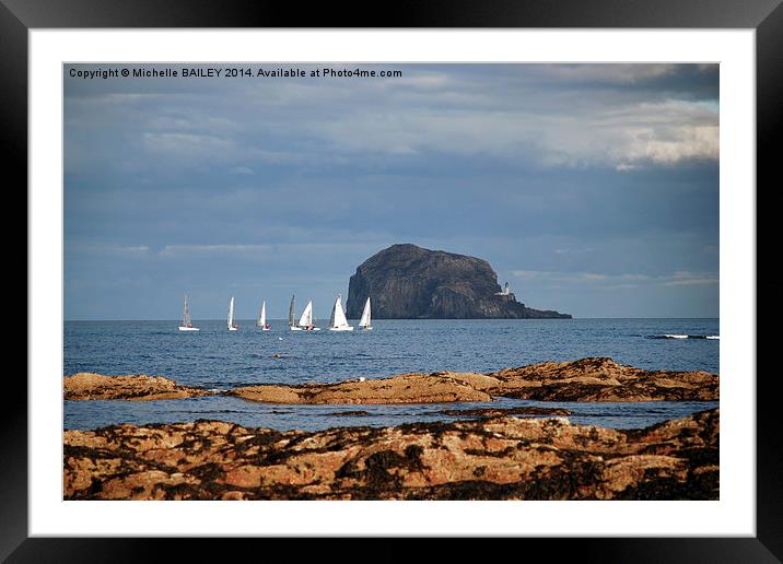 Yachts at Bass Rock Framed Mounted Print by Michelle BAILEY