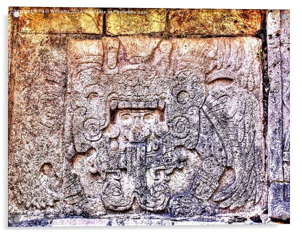 Mayan Hieroglyphic Carving Acrylic by Paul Williams