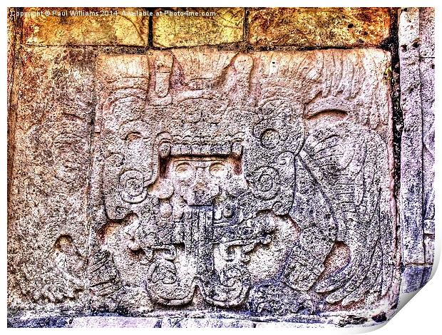 Mayan Hieroglyphic Carving Print by Paul Williams