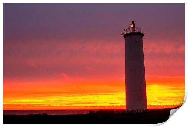 Lighthouse at sunset Print by Ian Jones
