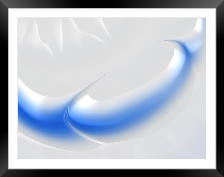 White and blue abstract minimalist art Framed Mounted Print by Matthias Hauser