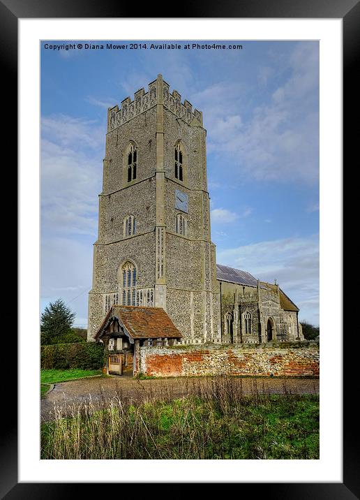 Kersey Church Framed Mounted Print by Diana Mower