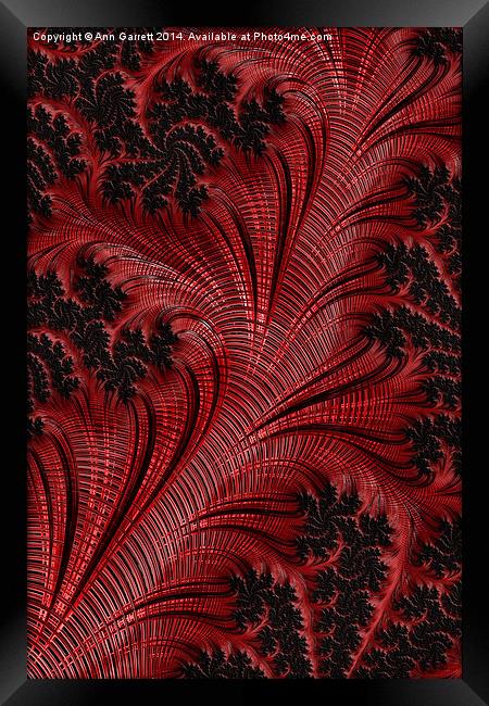 Red on Black  2 - A Fractal Abstract Framed Print by Ann Garrett