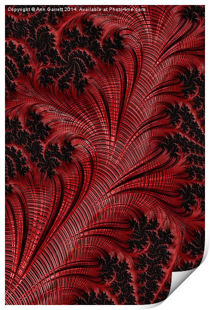 Red on Black  2 - A Fractal Abstract Print by Ann Garrett