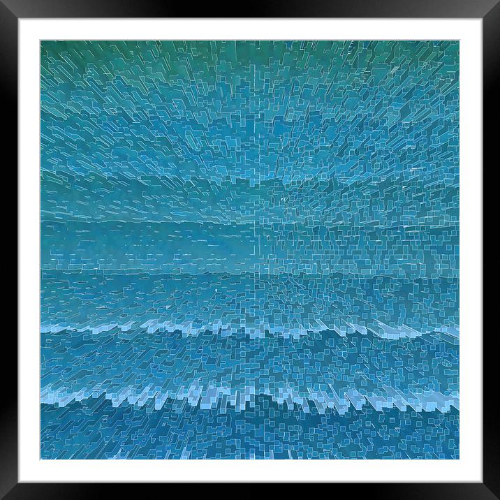 Digital blue Maze abstract Framed Mounted Print by Robert Gipson