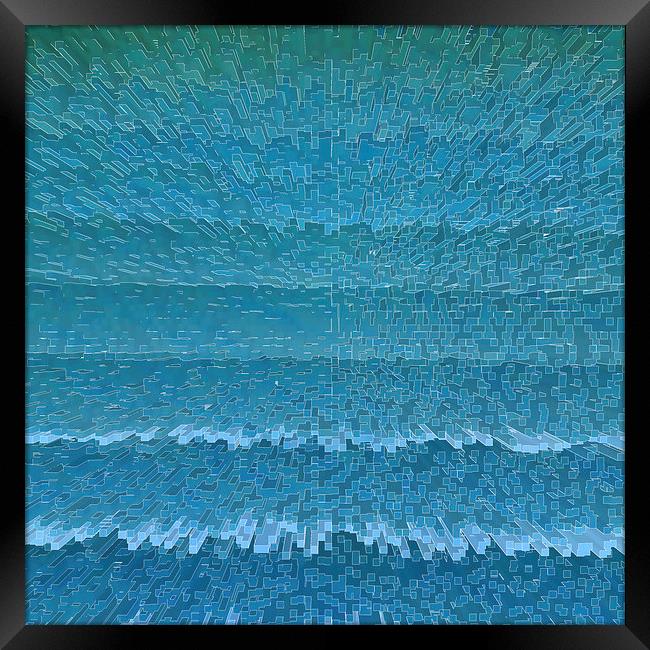 Digital blue Maze abstract Framed Print by Robert Gipson