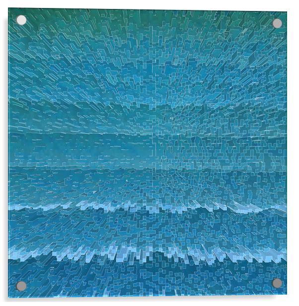 Digital blue Maze abstract Acrylic by Robert Gipson