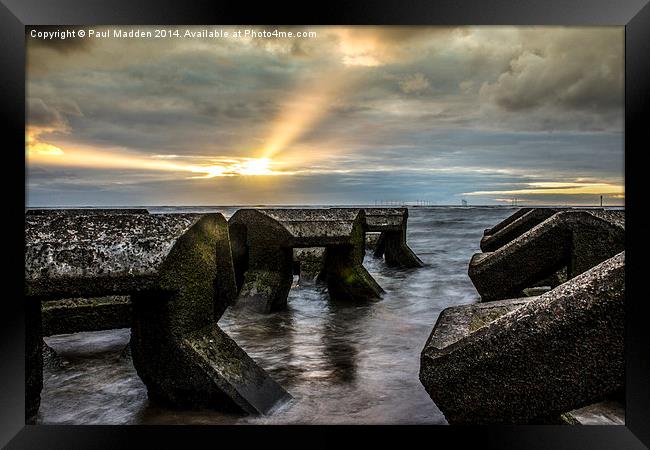 Wallasey Wave Breakers Framed Print by Paul Madden