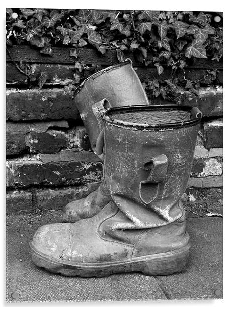 Old Boots Acrylic by Brian Sharland