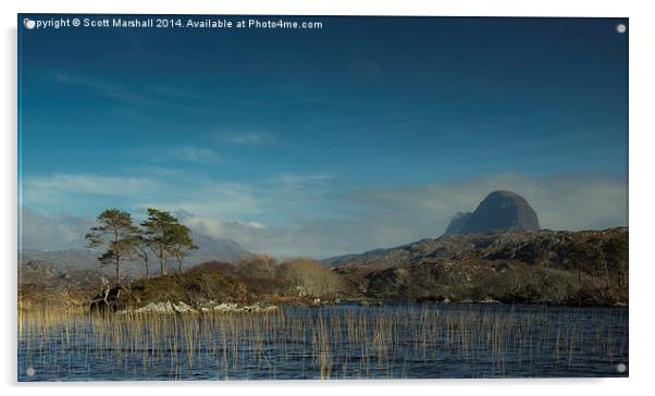 Suliven from Loch Druim Suardalain Acrylic by Scott K Marshall