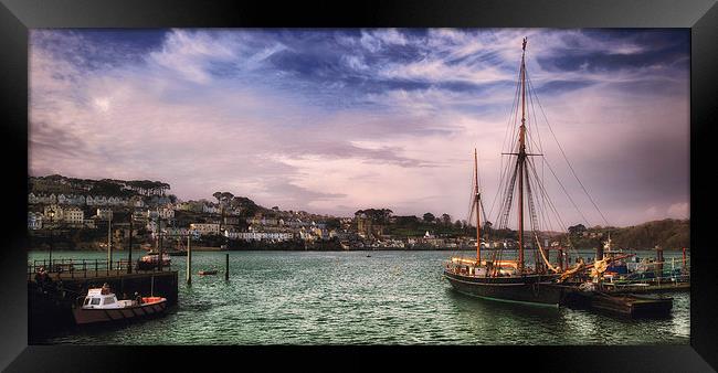 Polruan at Dusk Framed Print by David Yeaman