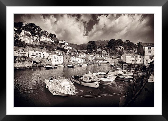 Polperro Harbour Framed Mounted Print by David Yeaman