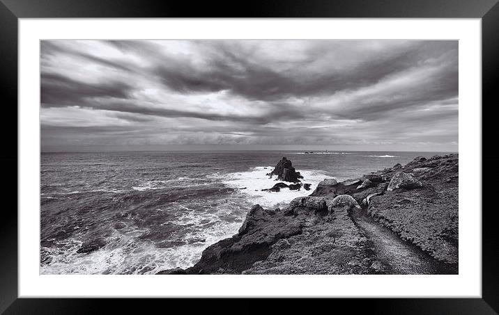 Stormy Lands End Framed Mounted Print by David Yeaman