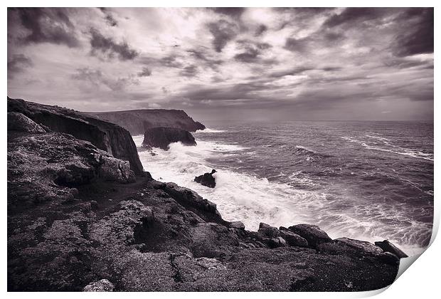 Stormy Lands End Print by David Yeaman