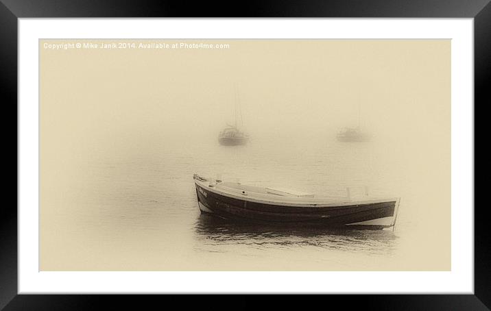Misty Boats Framed Mounted Print by Mike Janik