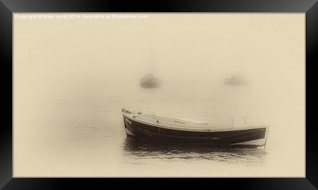 Misty Boats Framed Print by Mike Janik