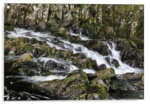Snowdonia Waterfall Acrylic by Matthew Bates