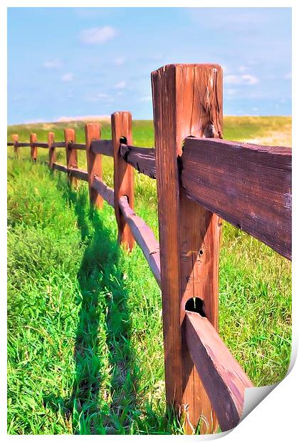 Badlands Post and Rail Fence Print by James Hogarth
