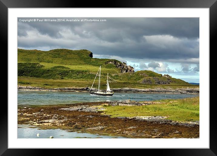 Yacht in Cuan Sound Framed Mounted Print by Paul Williams