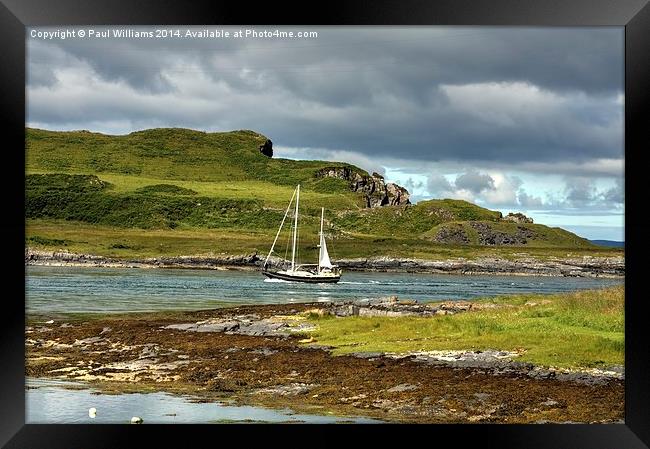Yacht in Cuan Sound Framed Print by Paul Williams