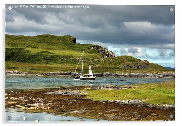 Yacht in Cuan Sound Acrylic by Paul Williams