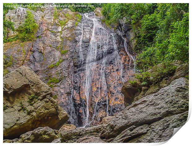 Namuang Waterfall in Koh Samui Print by colin chalkley