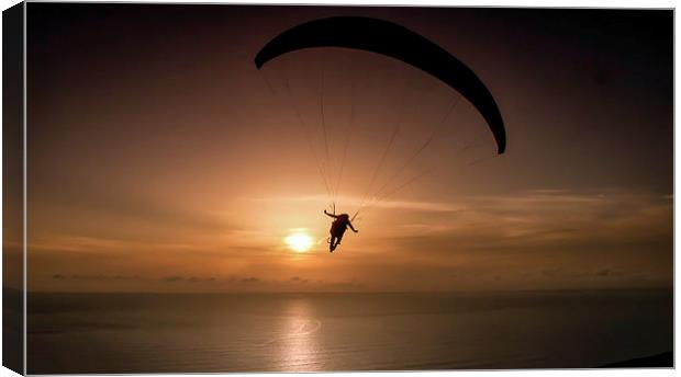 paraglider over Gower Canvas Print by Leighton Collins